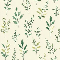 Fototapeta premium Stamp-Style Herbal Motifs — Rooibos and Mint Minimalist Botanical Vector Pattern