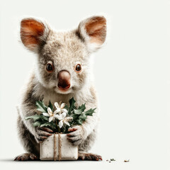 Koala and flowers, illustration made with Generative AI	