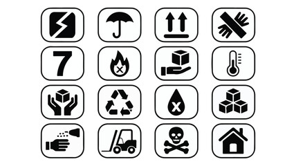 Fototapeta premium Warning symbols for shipping and handling fragile umbrella