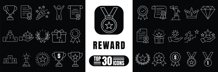 Reward 30 points game elements icons and graphics