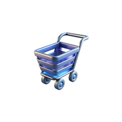 3D render illustration shopping cart metal basket for retail purchase isolated on transparent background e commerce object