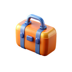 Orange and blue travel bag represents luggage vacation essentials and trip packing for holidays journeys and adventures