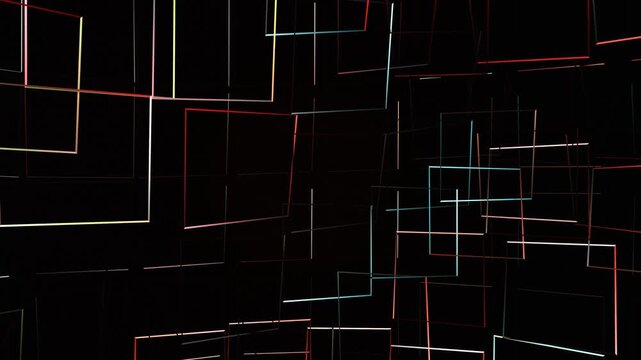 Neon Rectangular Grid Flow Animation
