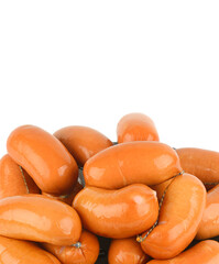 Close-Up of Cooked Sausage Links on White Background