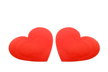 Pair of Bright Red Heart Shapes for Love and Romance