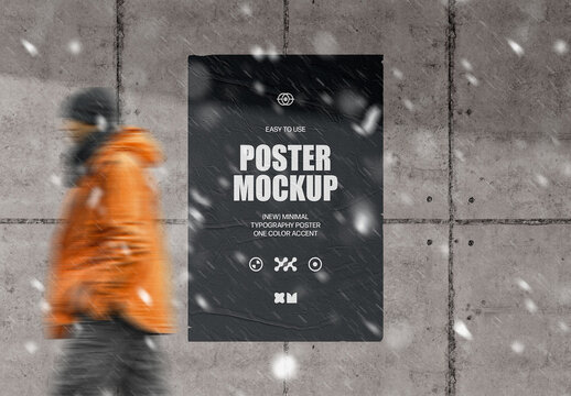 Winter Concrete Wall Poster Mockup
