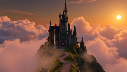 Prague castle silhouette at sunset architecture in the old European town