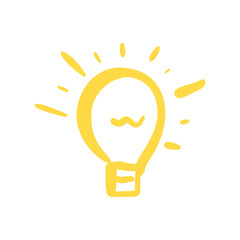 Minimalist hand-drawn lightbulb icon vector illustration.