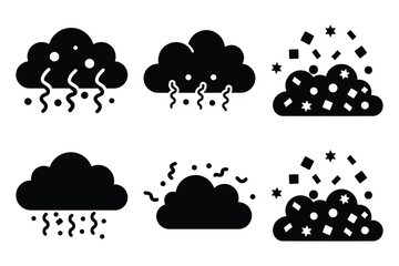 confetti cloud minimal vector art icon set