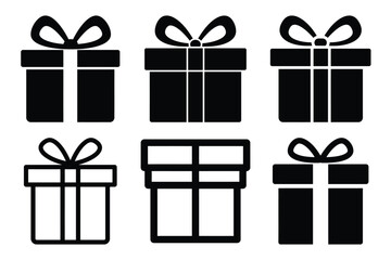 gift box minimal vector art icon set