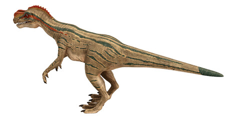 Realistic depiction of a prehistoric dinosaur in motion.