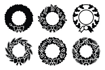 new year wreath vector art icon set