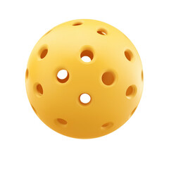 Yellow pickleball ball with transparent or white background