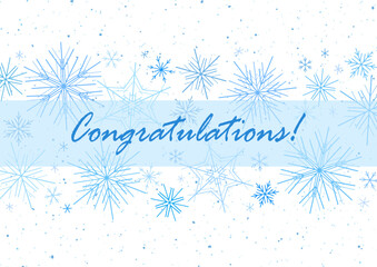 White blue christmas greeting card design of many snowflakes. Elegant card with text centered for winter mood. Christmas snowflake pattern vector illustration. Nice winter day