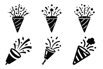 party popper minimal vector art icon set