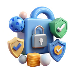 Digital security icon showing a padlock and key for web protection and access concept
