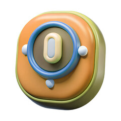 This glossy web icon and 3d button illustration features a number symbol for technology business communication