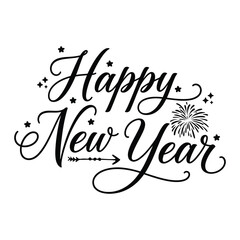 Happy new year greeting with fireworks festive typography design for holiday season