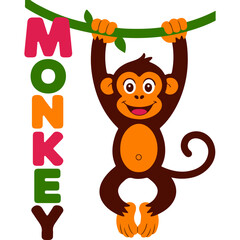 cartoon baby monkey vector illustration
