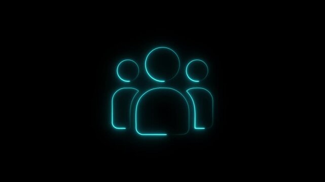 neon colorful line Staff corporate office group people person man icon animation. A group of people icon Team work, partnership, group, group of people, organization, partnership concept man icon