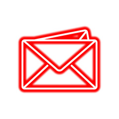 Bright red neon-outlined icon of a sealed envelope with a partially visible letter sticking out.