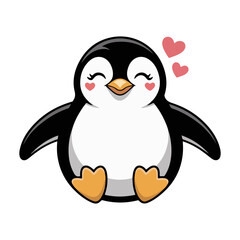 cute penguin with heart illustration