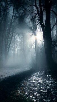 Senda Embrujada en el Bosque con Niebla &ndash; Atm&oacute;sfera Cinem&aacute;tica de Terror