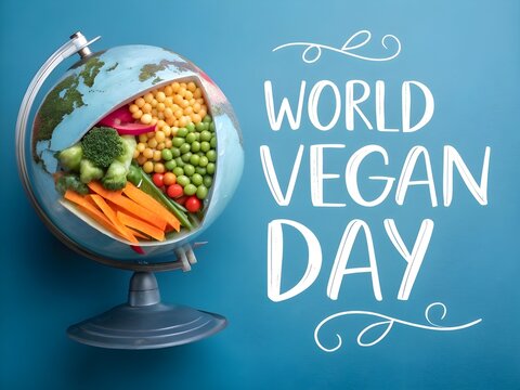World Vegan Day- vegetarian day with various vegetable concepts. World diabetes day. Vegetables for a healthy life. Diabetes monitor, Cholesterol diet and healthy food