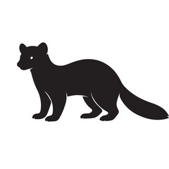 Fototapeta premium Marten Standing Silhouette VectorBlack and White Marten Outline IllustrationMinimal Standing Marten Silhouette
