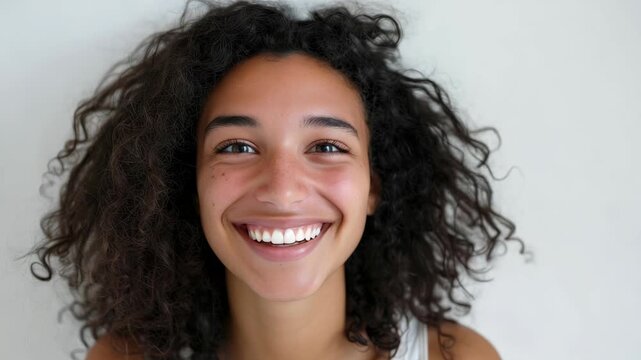 Smiling Woman with Curly Hair