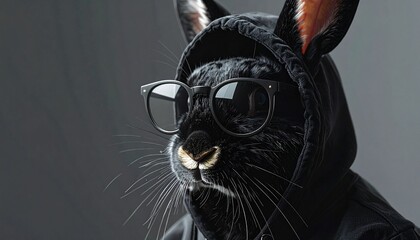 "Mysterious Rabbit with Hipster Vibe"