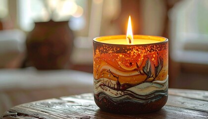 Golden Glow: Ornate Candle in Warm Light