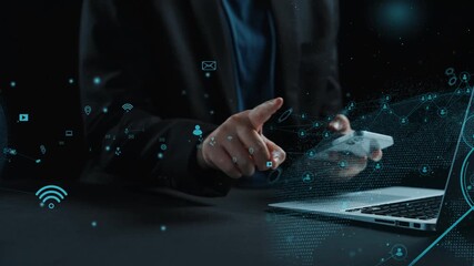 This image showcases modern communication technology with a digital globe visualization, emphasizing global connectivity and user interaction through devices. Cipher - Powered by Adobe