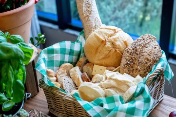 Basket of bread with different types