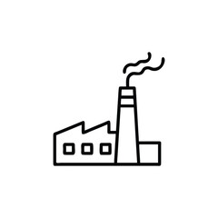  Factory Building with Smoking Chimney Line Icon