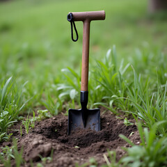 Shovel in garden