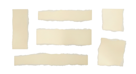 Beige torn paper scraps for creative design isolated PNG with Transparent Background