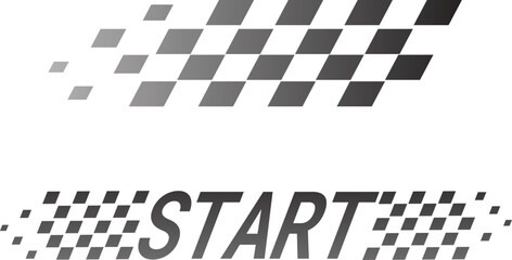 Start line racing championship sticker abstract auto emblem with black and white gradient checkered flag Design.