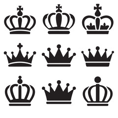 Crown icons set. Crown symbol collection. Vector illustration