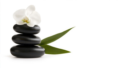 Concept for a massage and wellness voucher with stones and floral elements