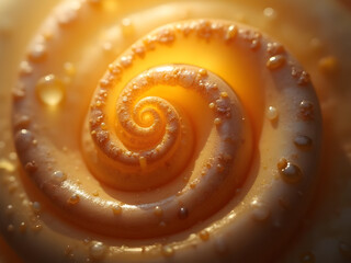 Fototapeta premium Golden spiral shell close-up