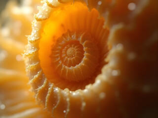 Fototapeta premium Golden spiral shell close-up