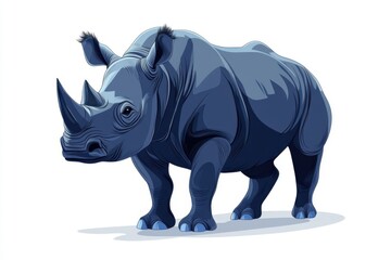 Fototapeta premium Blue rhinoceros illustration isolated on white background