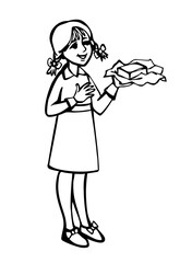 Vector illustration of a girl holding the butter