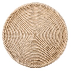 Woven straw plate or placemat isolated on white background