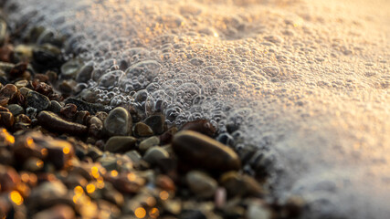 rocky coast and foaming water