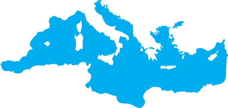 Vector Map of Mediterranean Sea Silhouette Shape