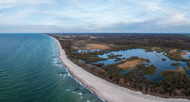 aerial view of the coastline