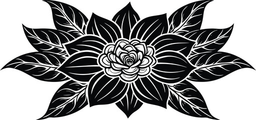 Flower Design Outline Vector – Elegant Floral Line Art, Minimalist Blossom Drawing, Botanical Outline Illustration for Coloring Pages, Tattoos, Patterns, and Decorative Design Projects