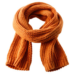 Thick knitted orange scarf isolated on transparent background